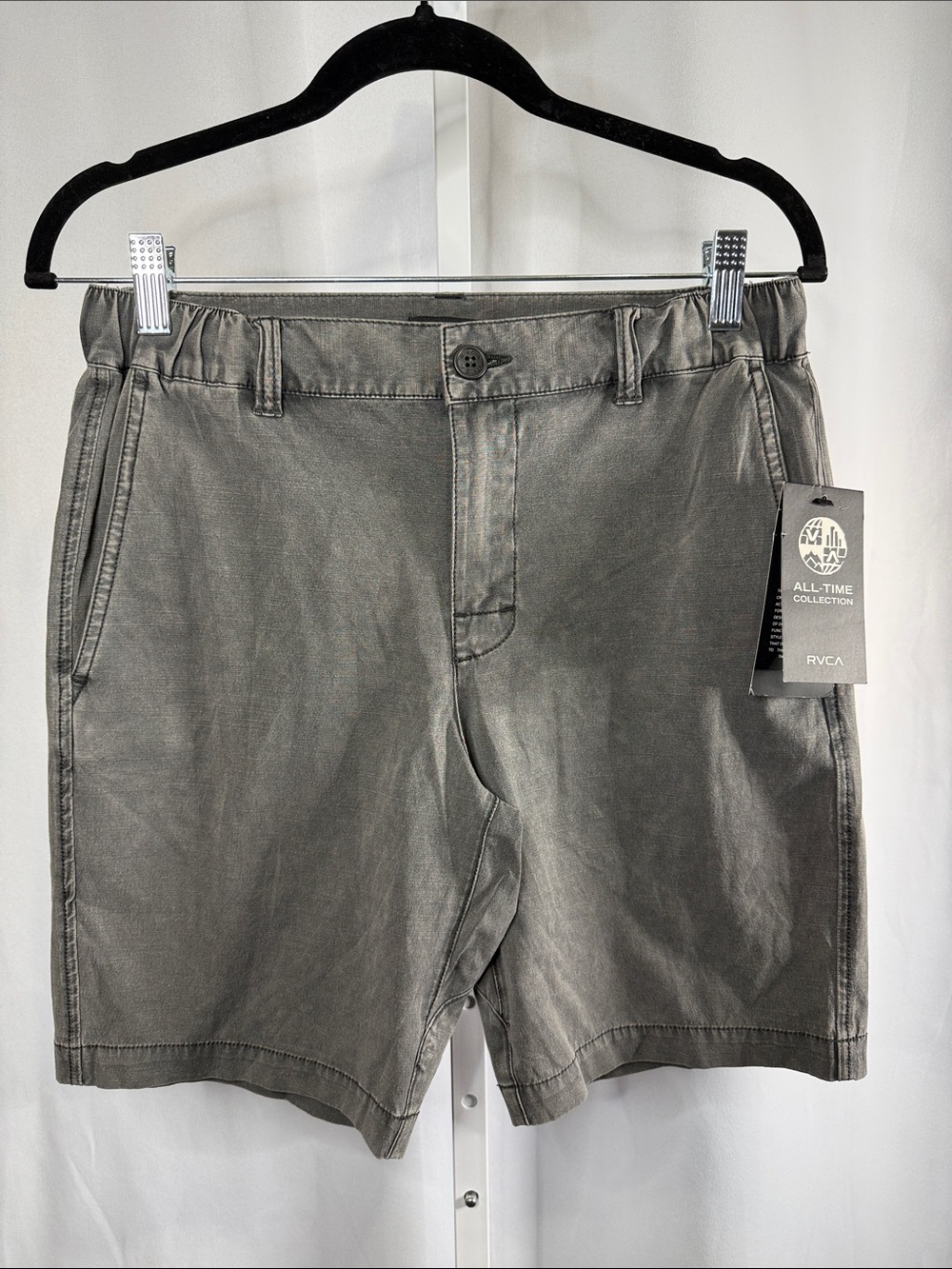 RVCA Men's Washed Gray Flat Front Shorts